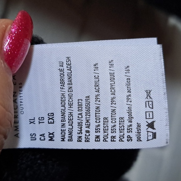 American Eagle Dark Gray Hooded Pocket Heavy Sweater. Size XL - Picture 9 of 9